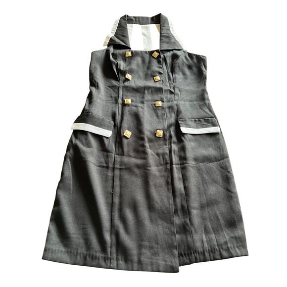 Scarlett Vintage Black & White Button Front Wrap Dress Size 9/10 Mini Classic - Picture 4 of 10